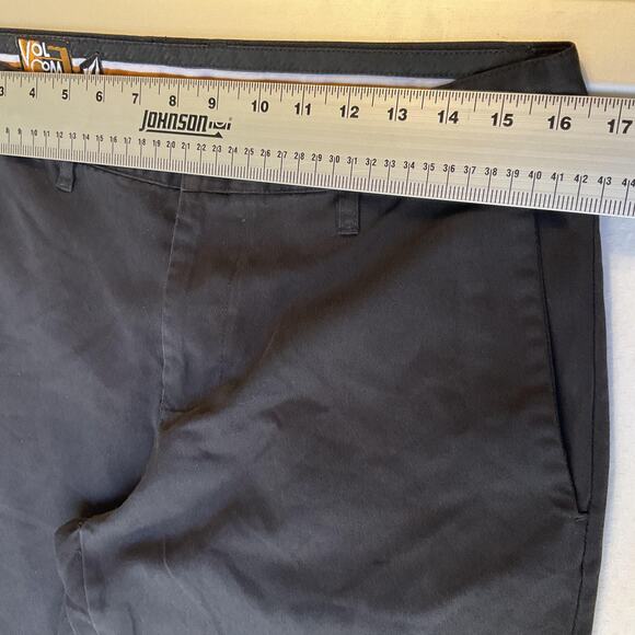 Volcom Men Pants 33 Black Chino Twill Frickin Slim Logo Button 32" Inseam - Picture 5 of 11